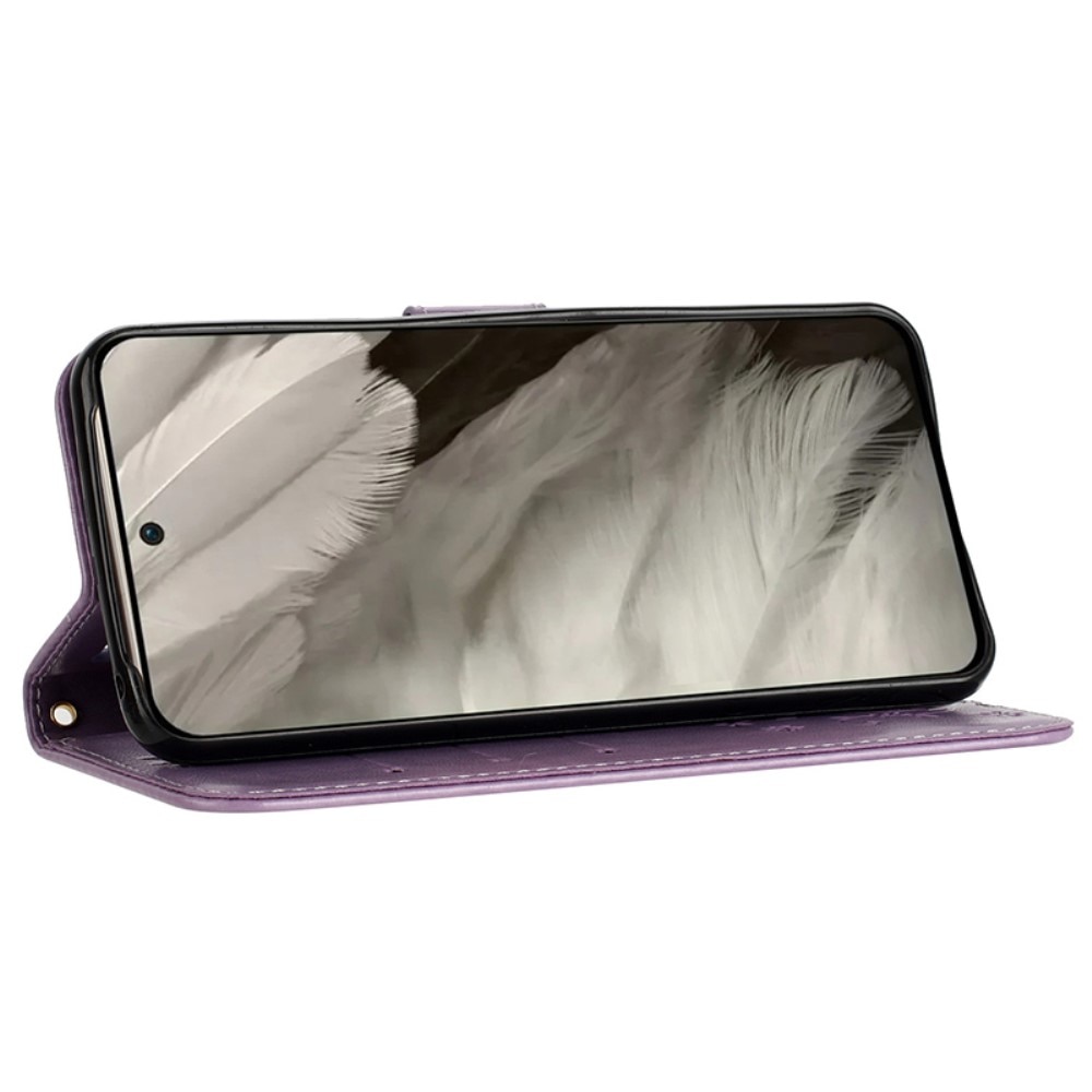 Google Pixel 8 Handyhülle mit Schmetterlingsmuster, Lila
