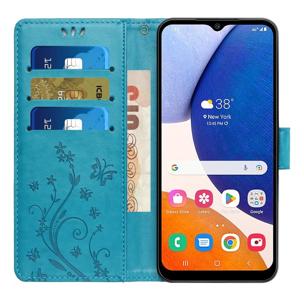 Samsung Galaxy A15 Handyhülle mit Schmetterlingsmuster, blau