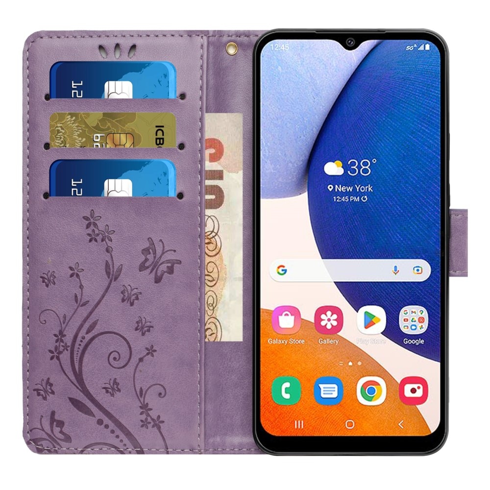 Samsung Galaxy A15 Handyhülle mit Schmetterlingsmuster, lila