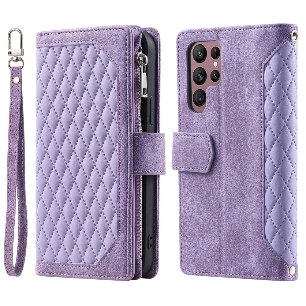 Samsung Galaxy S24 Ultra Brieftasche Hülle Quilted lila