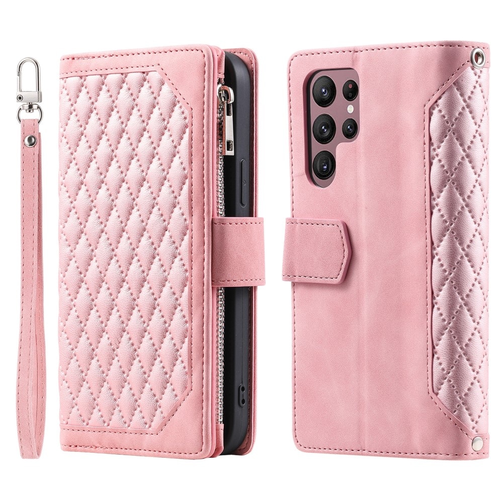 Samsung Galaxy S24 Ultra Brieftasche Hülle Quilted rosa