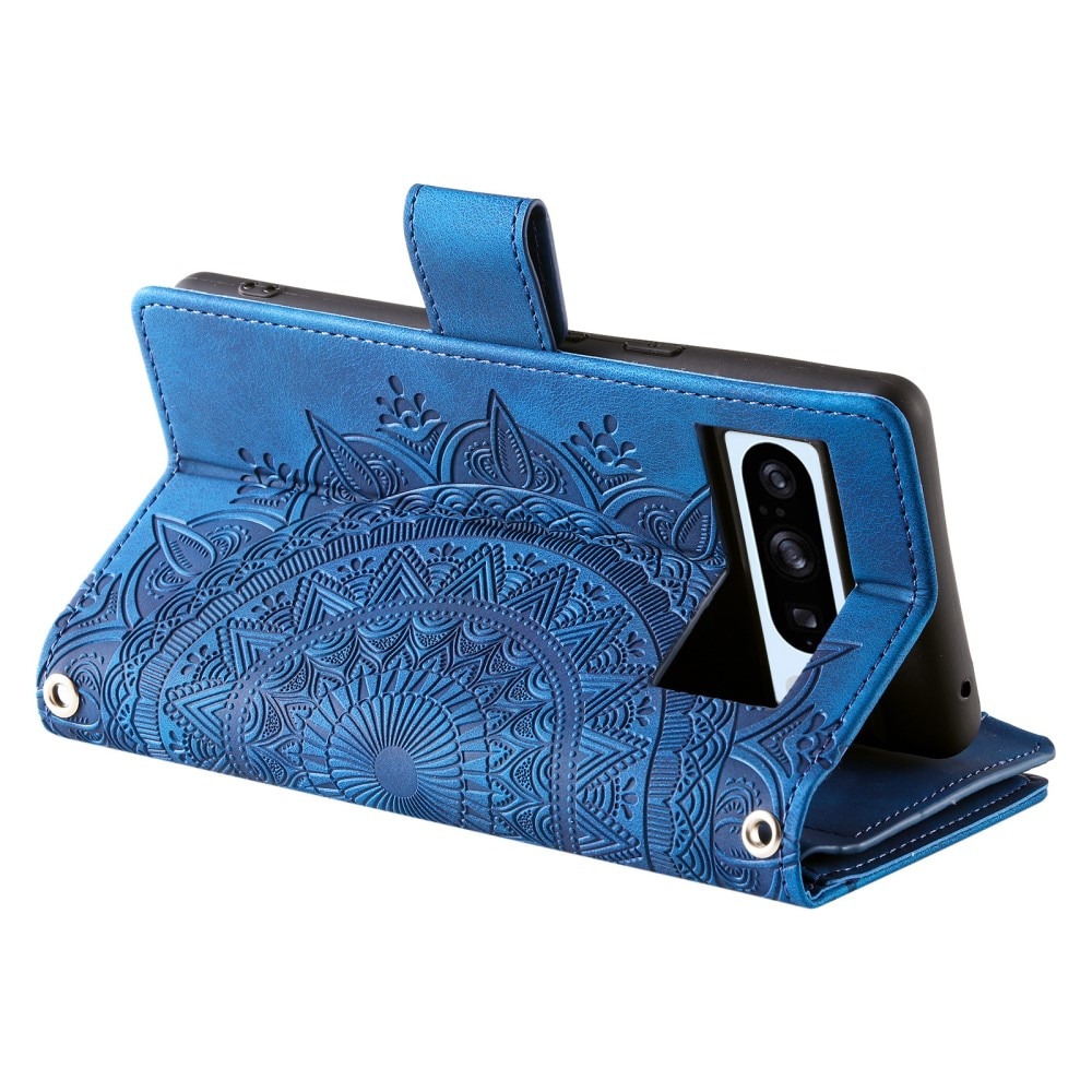 Google Pixel 8 Pro Brieftasche Hülle Mandala, blau