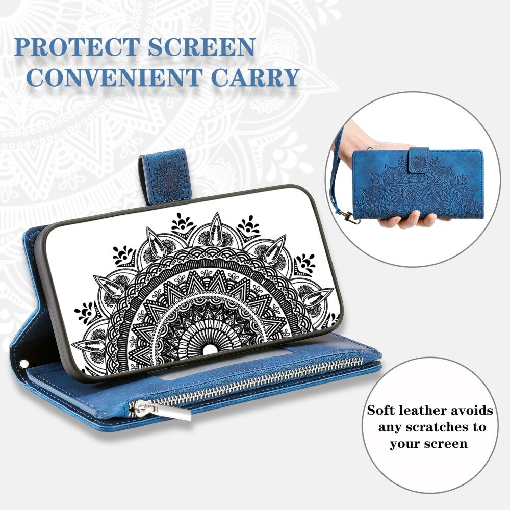 Google Pixel 8 Pro Brieftasche Hülle Mandala, blau