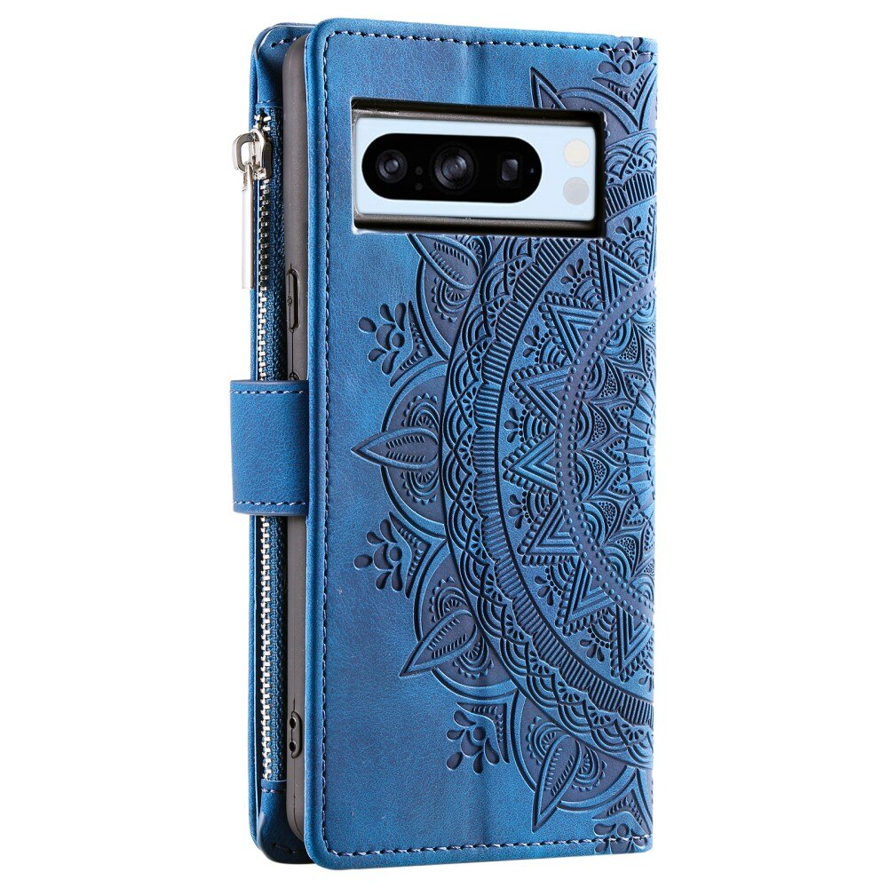 Google Pixel 8 Pro Brieftasche Hülle Mandala, blau