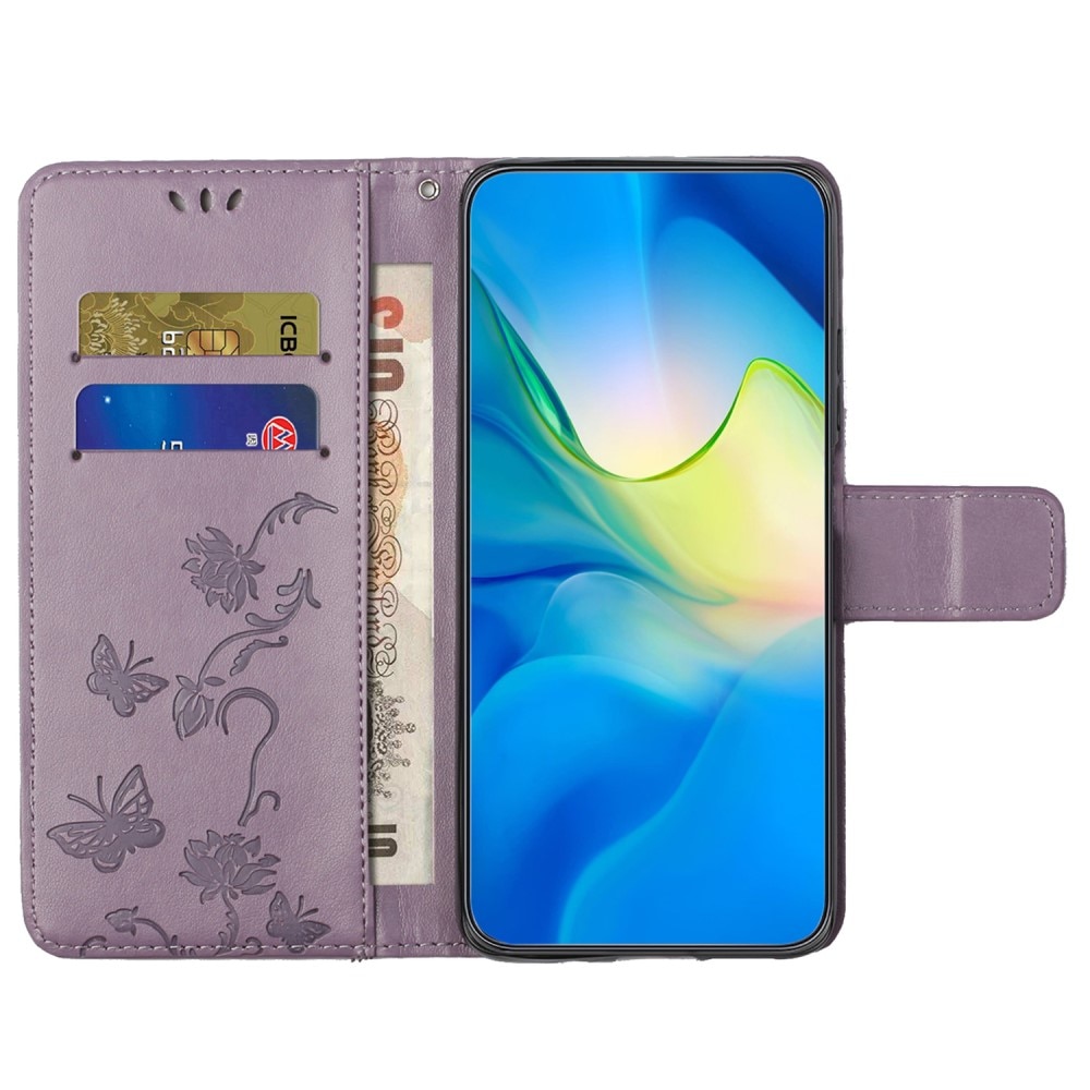Samsung Galaxy S24 Handyhülle mit Schmetterlingsmuster, lila