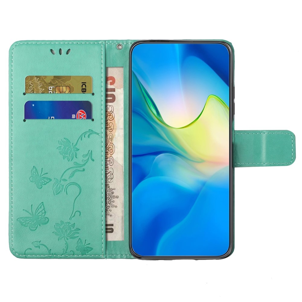 Samsung Galaxy S24 Handyhülle mit Schmetterlingsmuster, Grün