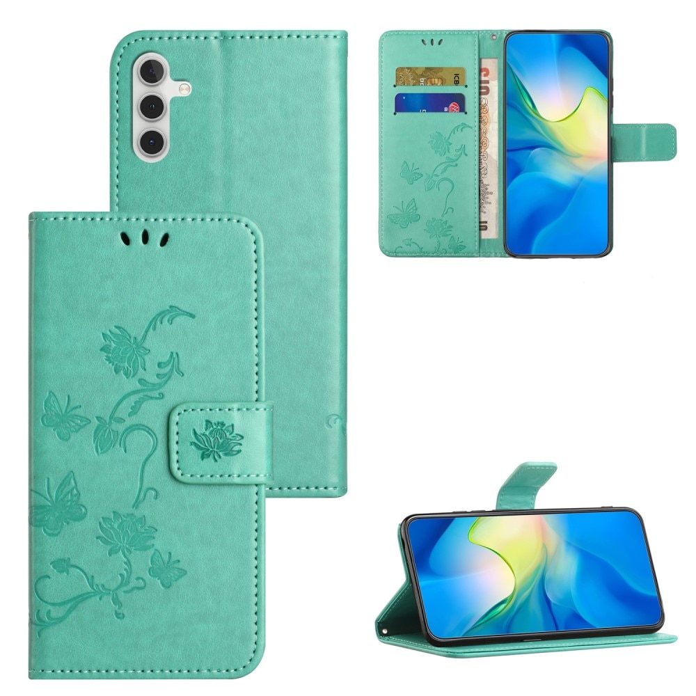 Samsung Galaxy S24 Handyhülle mit Schmetterlingsmuster, Grün