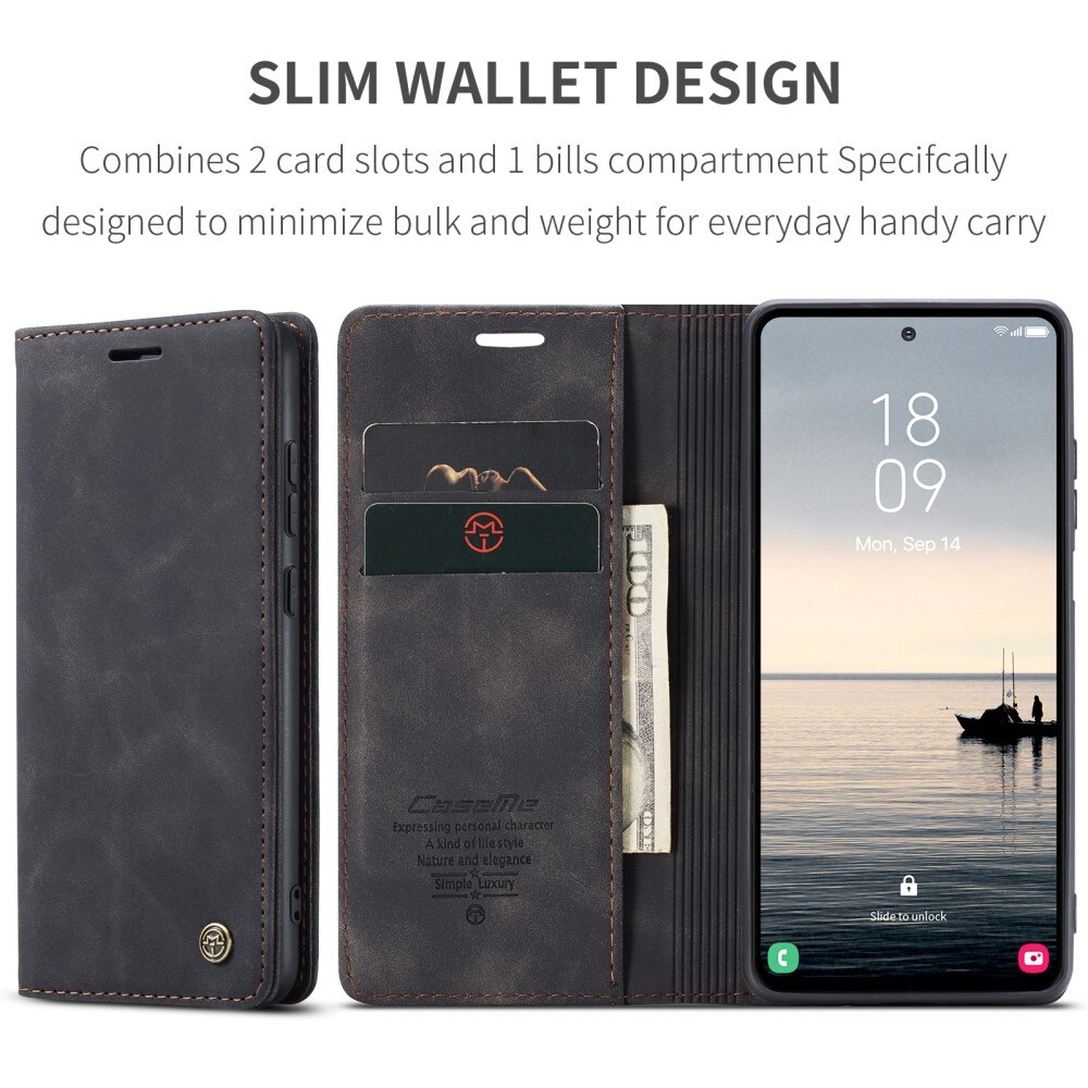 Slim Portemonnaie-Hülle Samsung Galaxy S23 FE Schwarz