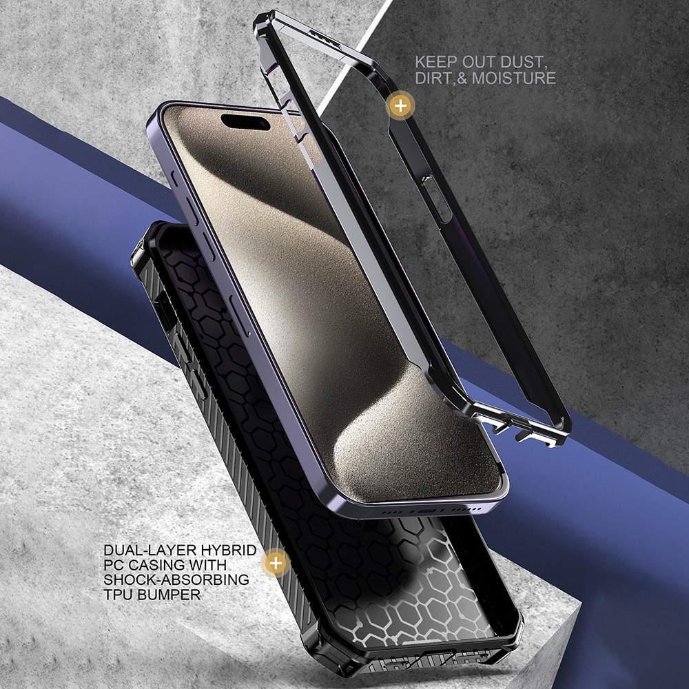 iPhone 15 Pro Hybrid-Hülle Tech MagSafe Ring schwarz