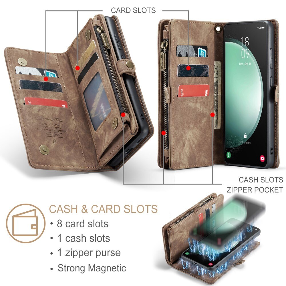 Multi-slot Portemonnaie-Hülle Samsung Galaxy S23 FE Braun