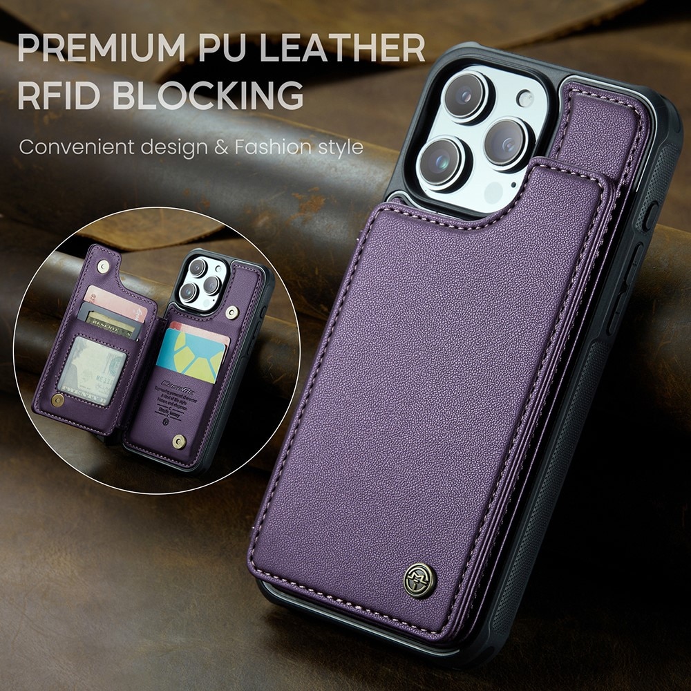 RFID-geschützte Portemonnaie-Hülle iPhone 15 Pro lila