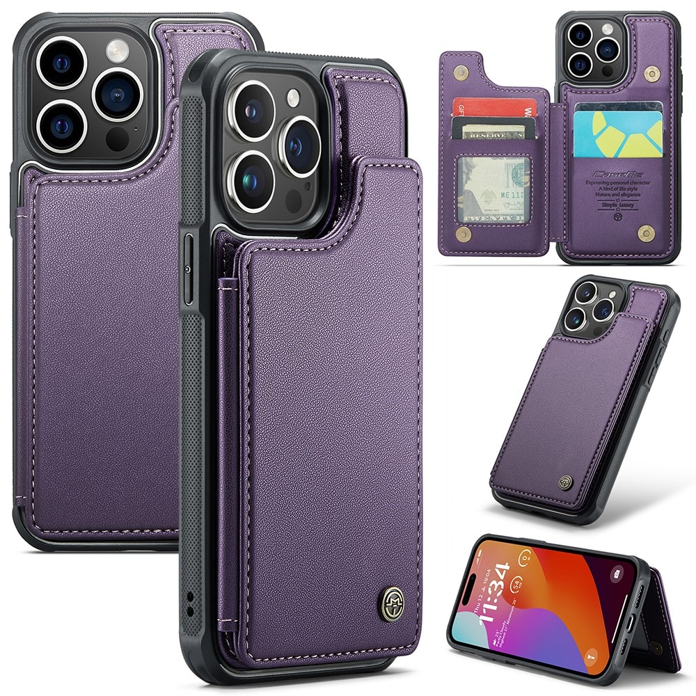 RFID-geschützte Portemonnaie-Hülle iPhone 15 Pro lila