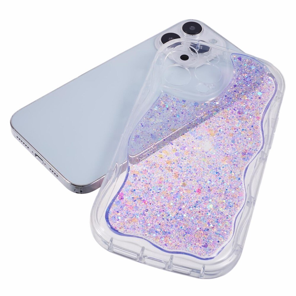 iPhone 12 Pro Glitzerhülle Wavy lila