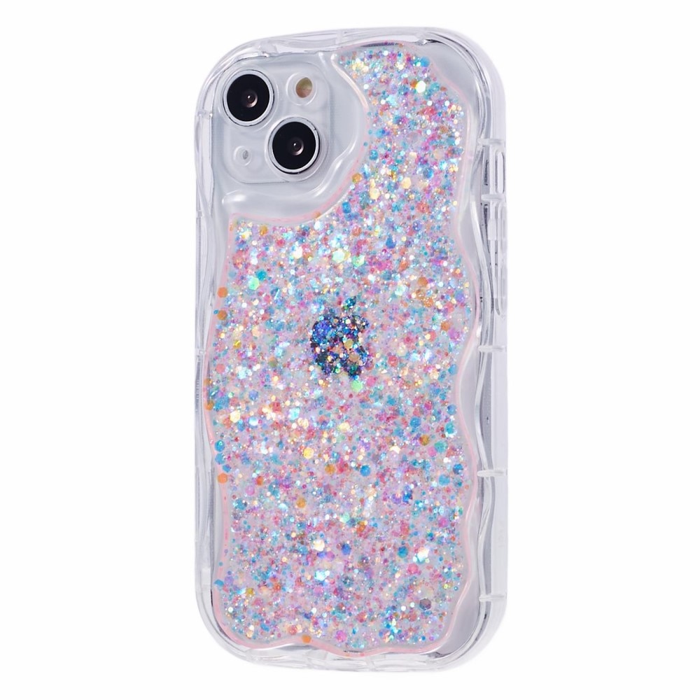 iPhone 15 Glitzerhülle Wavy rosa