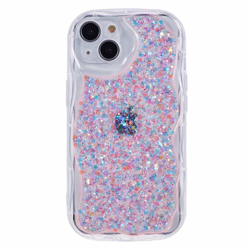 iPhone 15 Glitzerhülle Wavy rosa