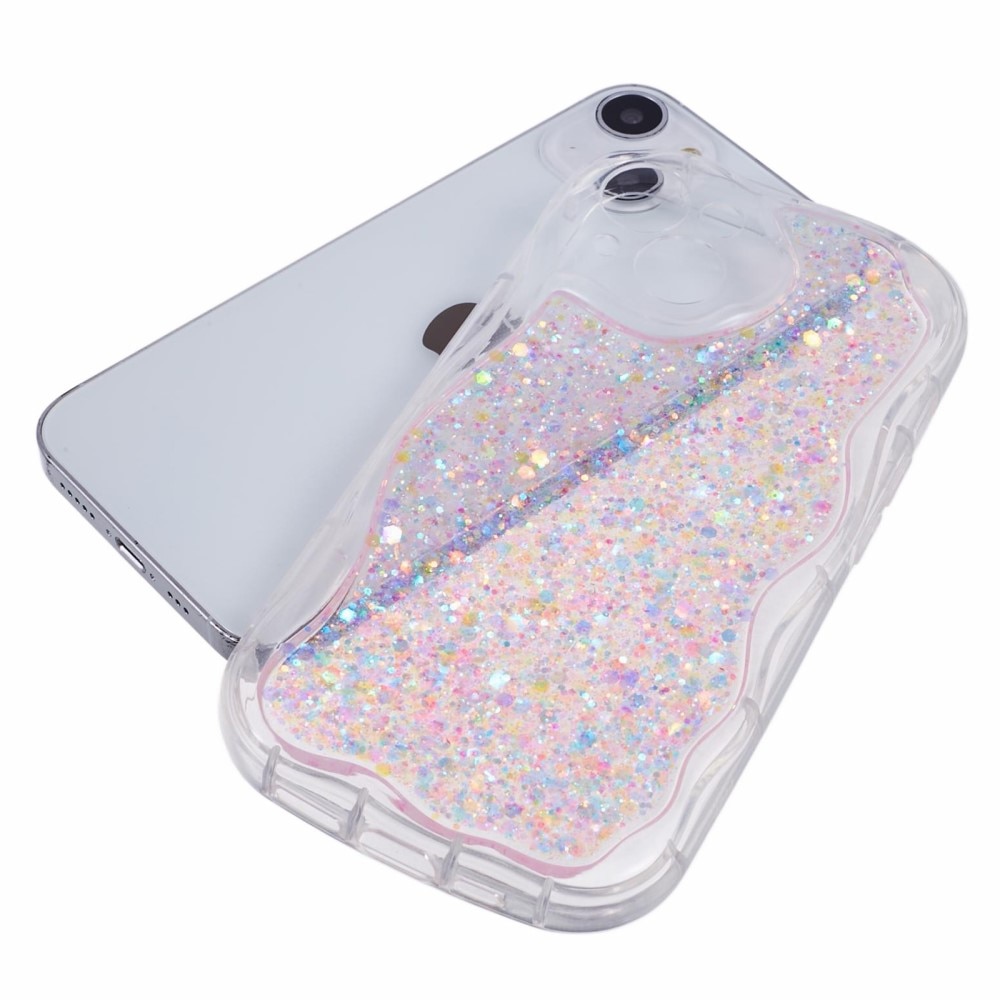 iPhone 15 Glitzerhülle Wavy rosa