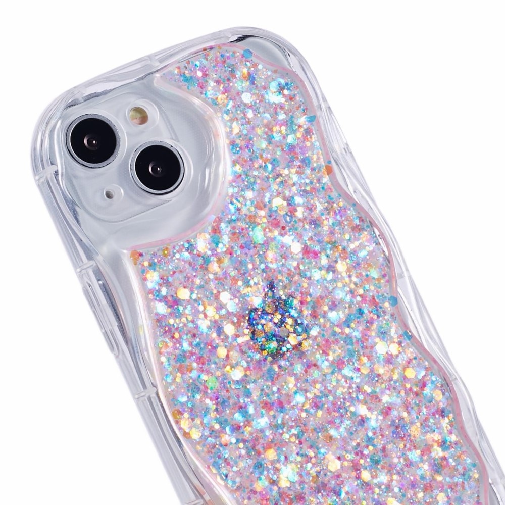 iPhone 15 Glitzerhülle Wavy rosa