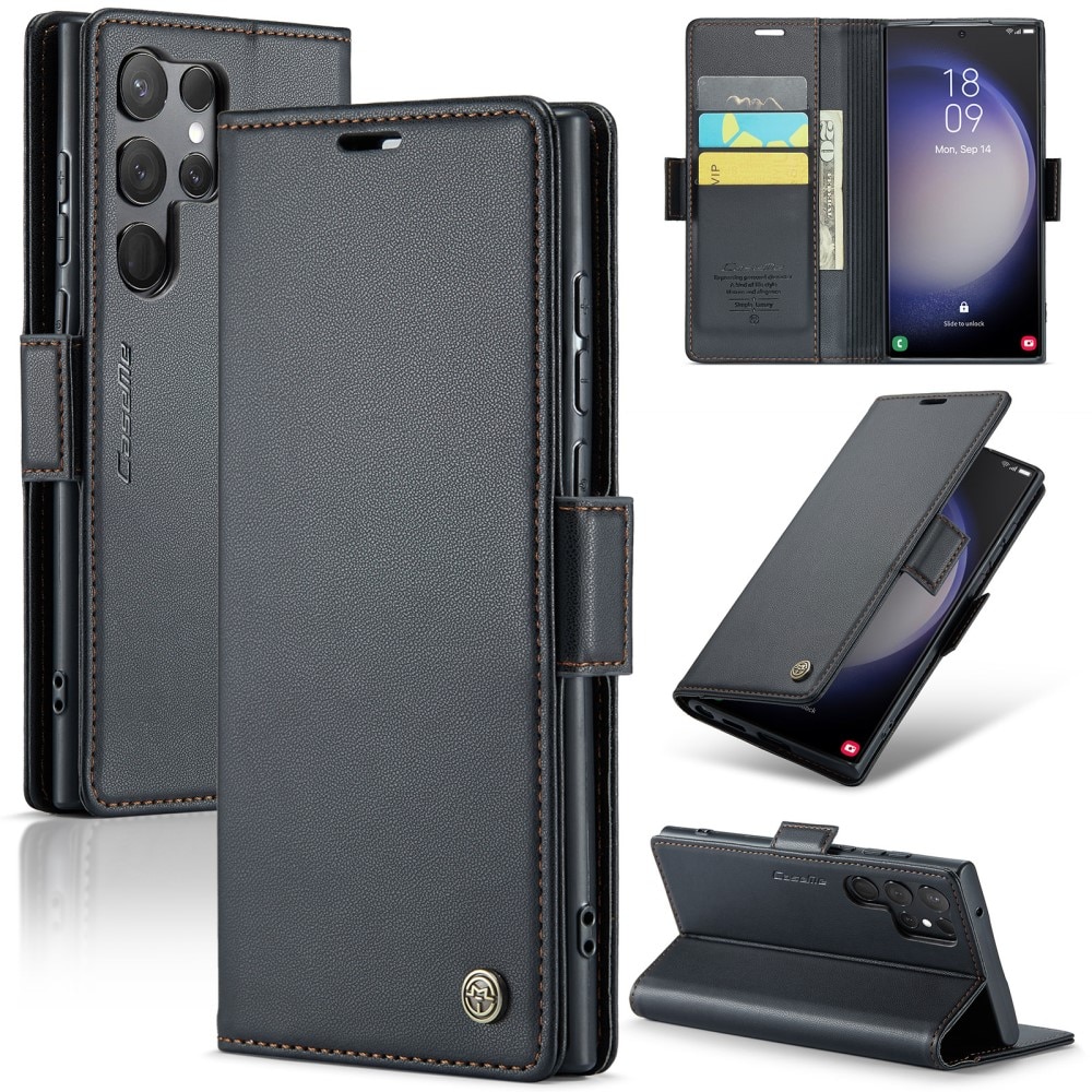 RFID-geschützte Slim Portemonnaie-Hülle Samsung Galaxy S24 Ultra schwarz