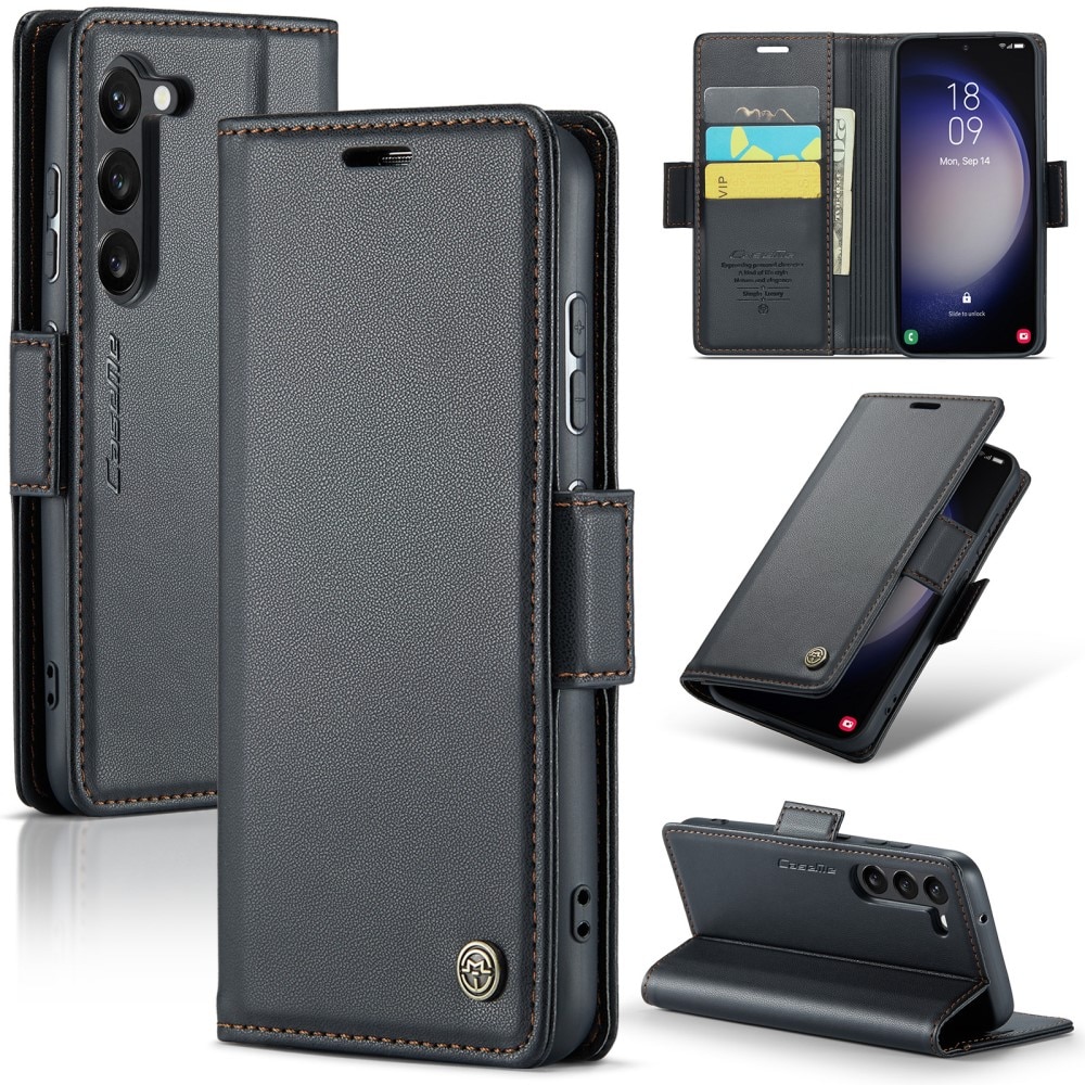 RFID-geschützte Slim Portemonnaie-Hülle Samsung Galaxy S24 Plus Schwarz