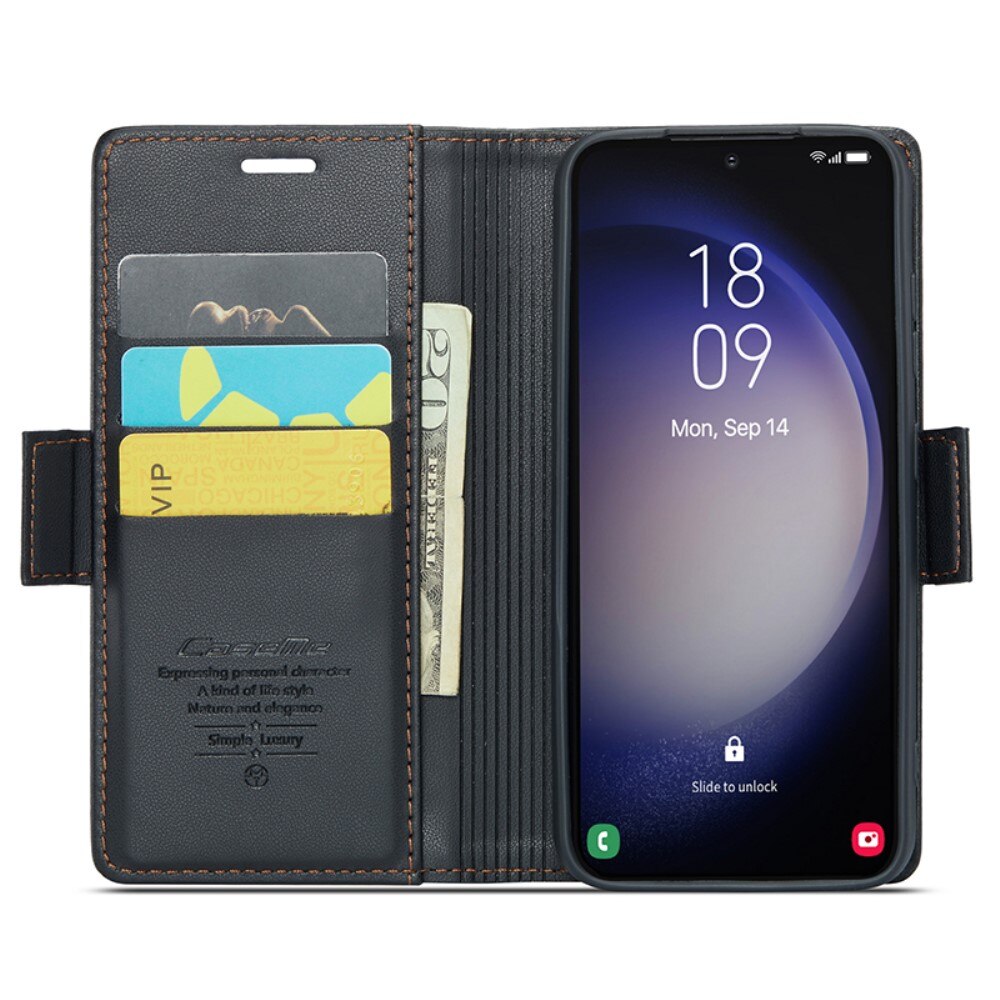 RFID-geschützte Slim Portemonnaie-Hülle Samsung Galaxy S24 Plus Schwarz