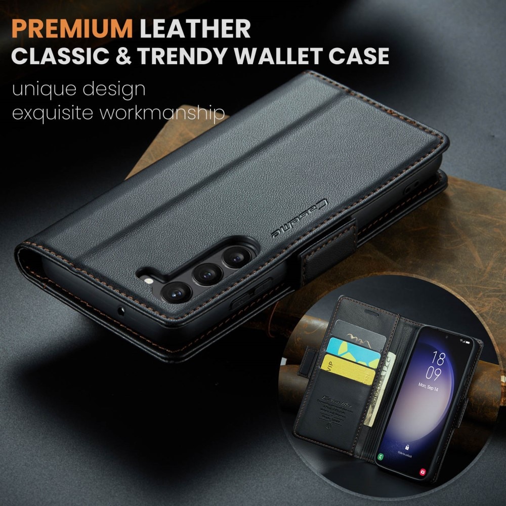 RFID-geschützte Slim Portemonnaie-Hülle Samsung Galaxy S24 Plus Schwarz
