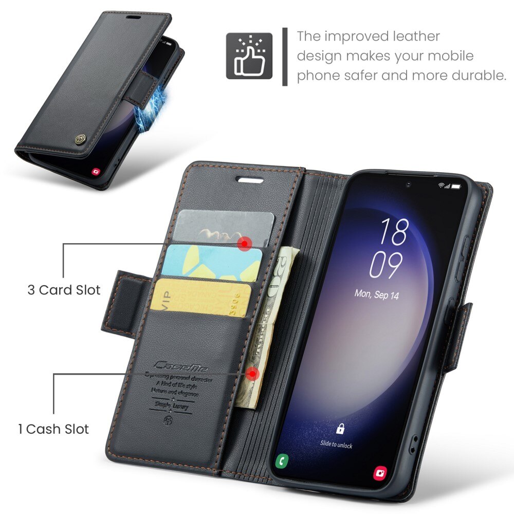 RFID-geschützte Slim Portemonnaie-Hülle Samsung Galaxy S24 Plus Schwarz
