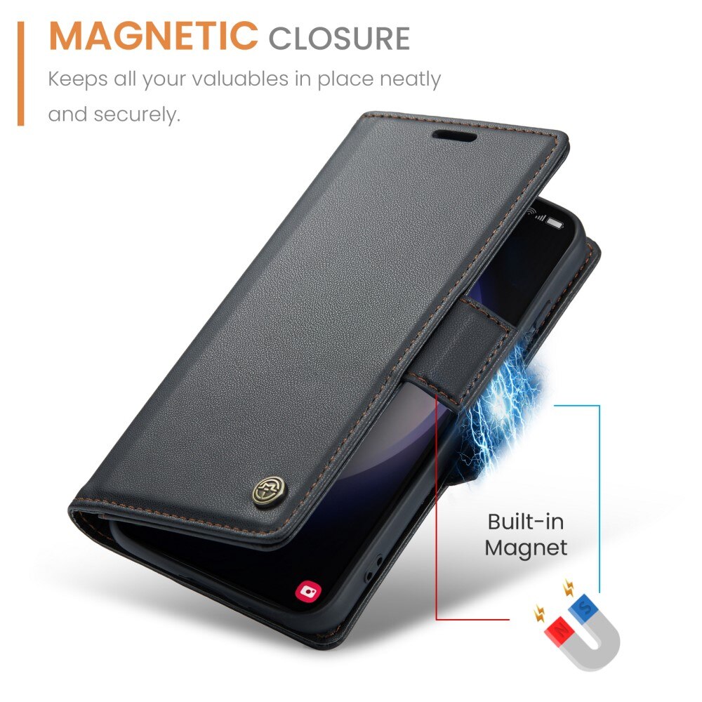 RFID-geschützte Slim Portemonnaie-Hülle Samsung Galaxy S24 Plus Schwarz