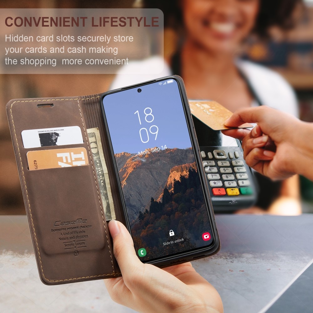Slim Portemonnaie-Hülle Samsung Galaxy S24 braun