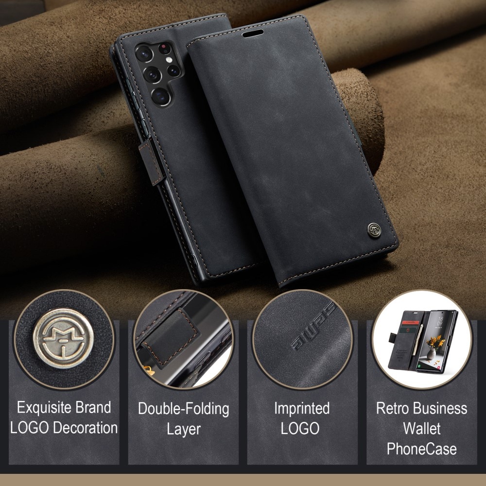 Slim Portemonnaie-Hülle Samsung Galaxy S24 Ultra Schwarz