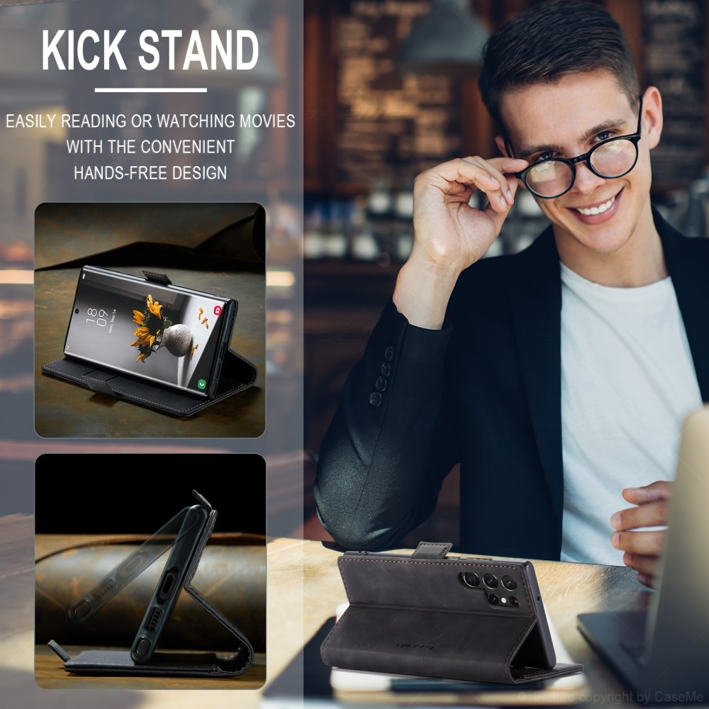Slim Portemonnaie-Hülle Samsung Galaxy S24 Ultra Schwarz