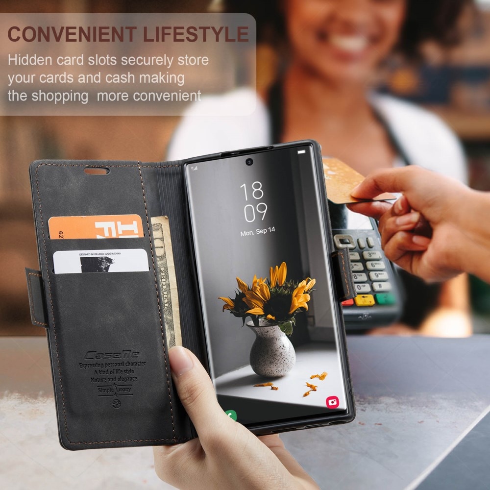Slim Portemonnaie-Hülle Samsung Galaxy S24 Ultra schwarz