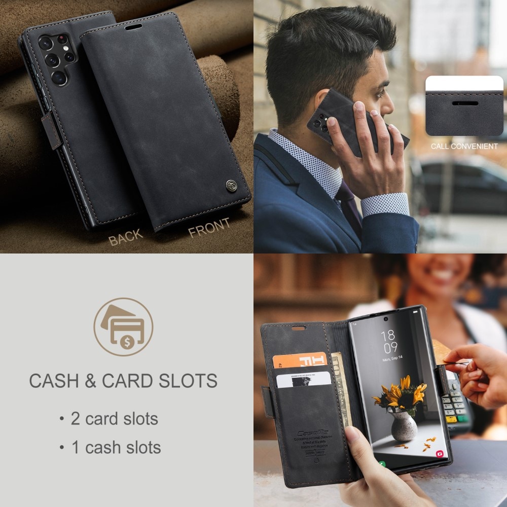 Slim Portemonnaie-Hülle Samsung Galaxy S24 Ultra Schwarz