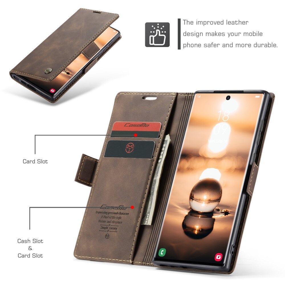 Slim Portemonnaie-Hülle Samsung Galaxy S24 Ultra Braun