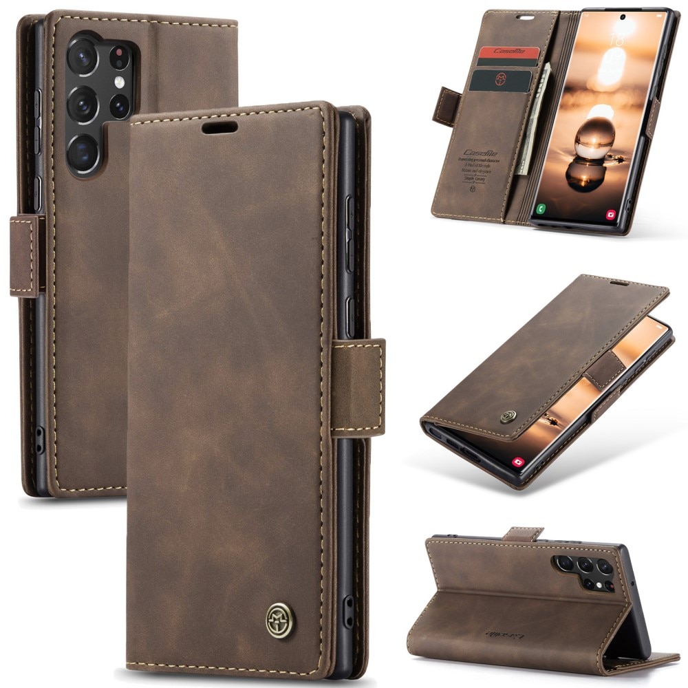 Slim Portemonnaie-Hülle Samsung Galaxy S24 Ultra Braun
