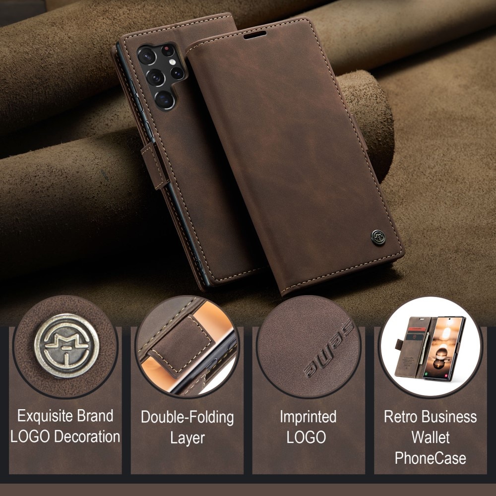 Slim Portemonnaie-Hülle Samsung Galaxy S24 Ultra Braun