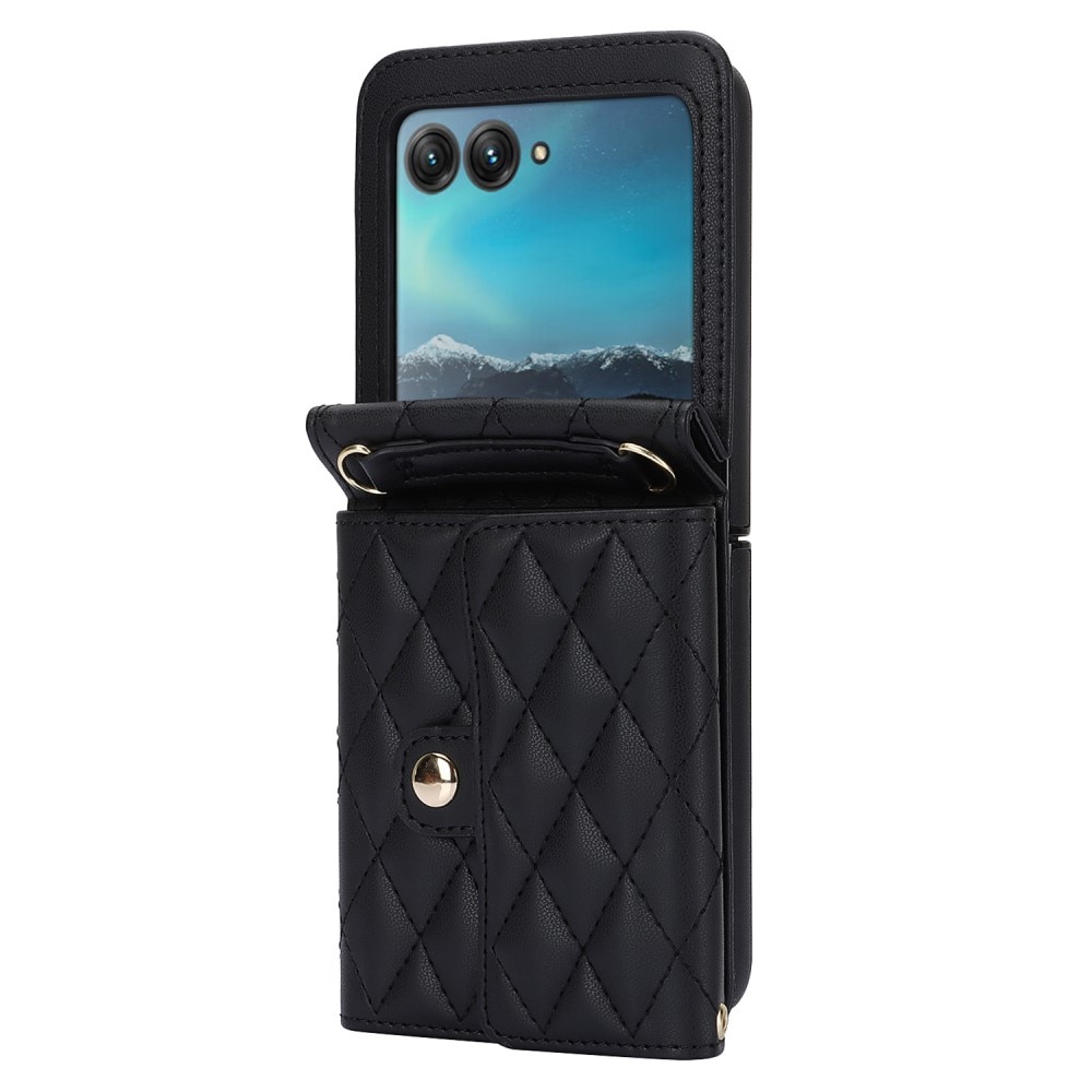 Motorola Razr 40 Ultra RFID-geschützte Brieftasche Hülle Quilted schwarz
