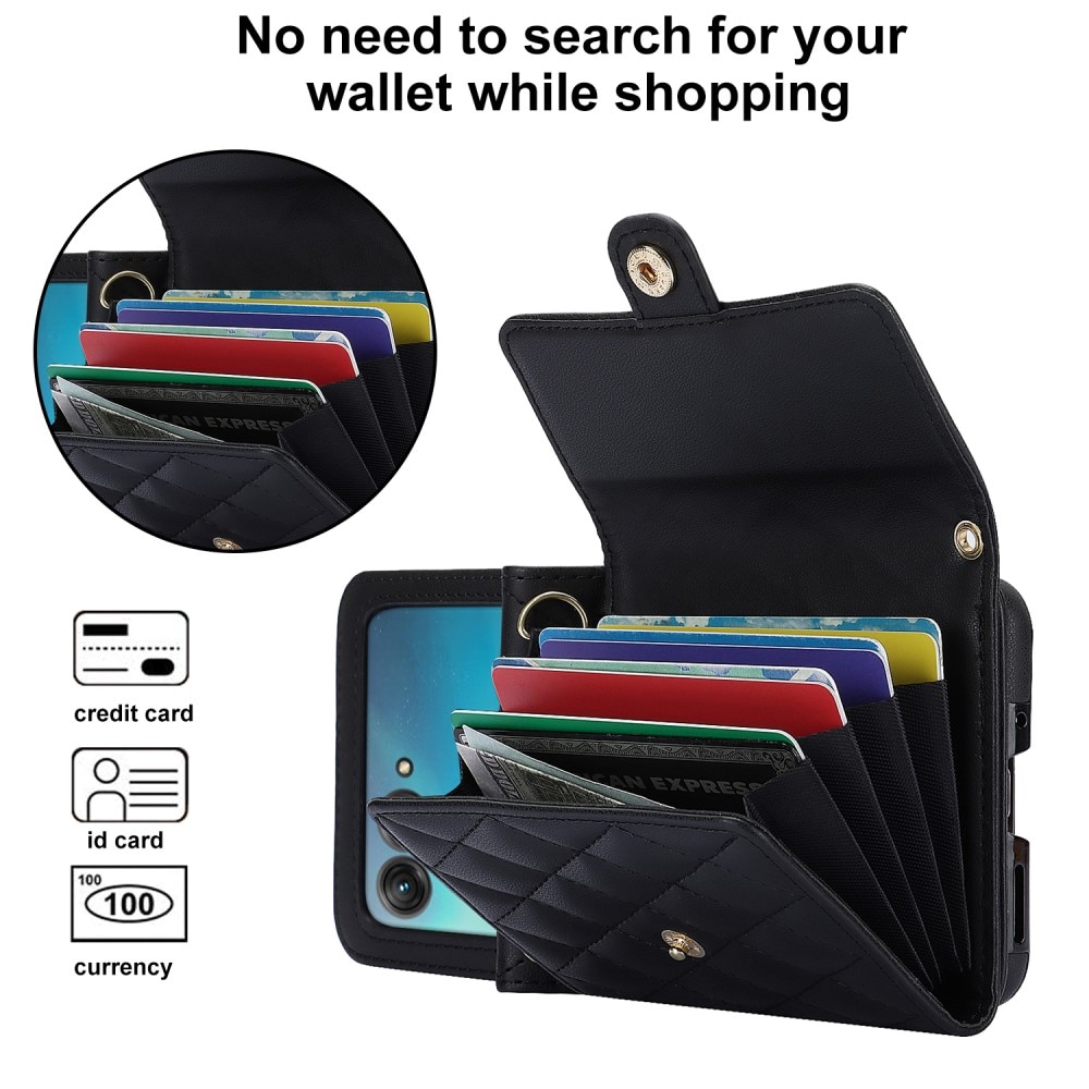 Motorola Razr 40 Ultra RFID-geschützte Brieftasche Hülle Quilted schwarz