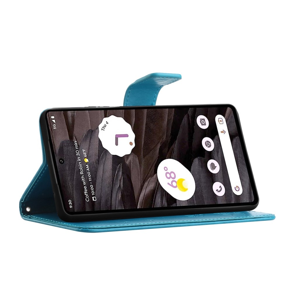 Google Pixel 8a Handyhülle mit Schmetterlingsmuster, blau