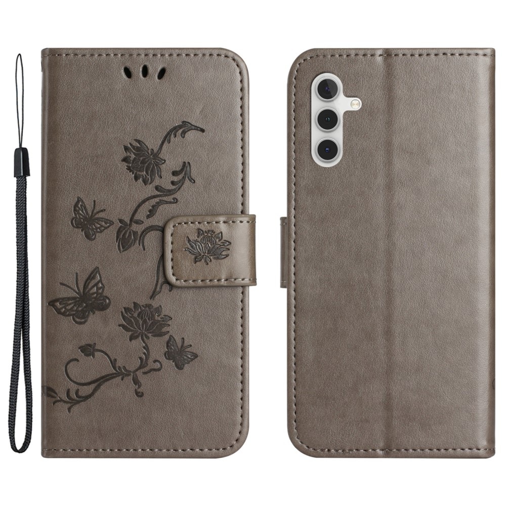 Samsung Galaxy A35 Handyhülle mit Schmetterlingsmuster, grau