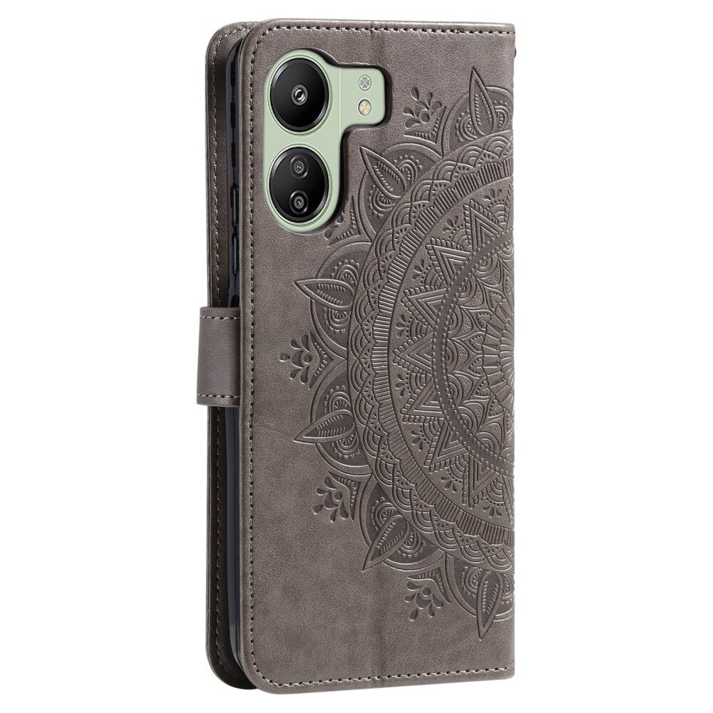 Xiaomi Redmi 13C Handytasche Mandala grau