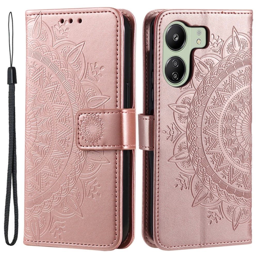 Xiaomi Redmi 13C Handytasche Mandala roségold