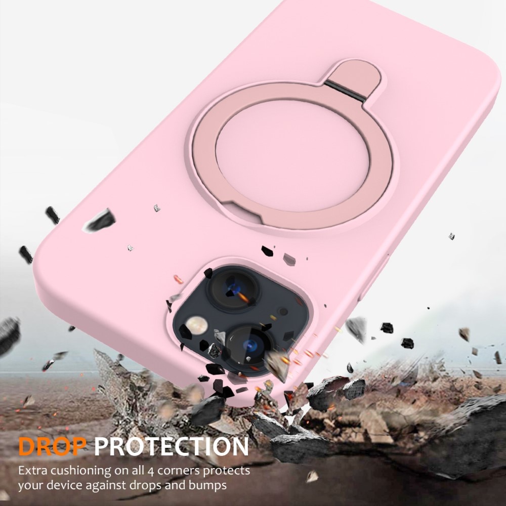 Silikonhülle Kickstand MagSafe iPhone 15 rosa