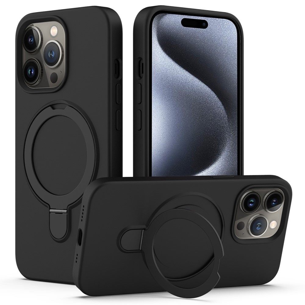 Silikonhülle Kickstand MagSafe iPhone 15 Pro schwarz