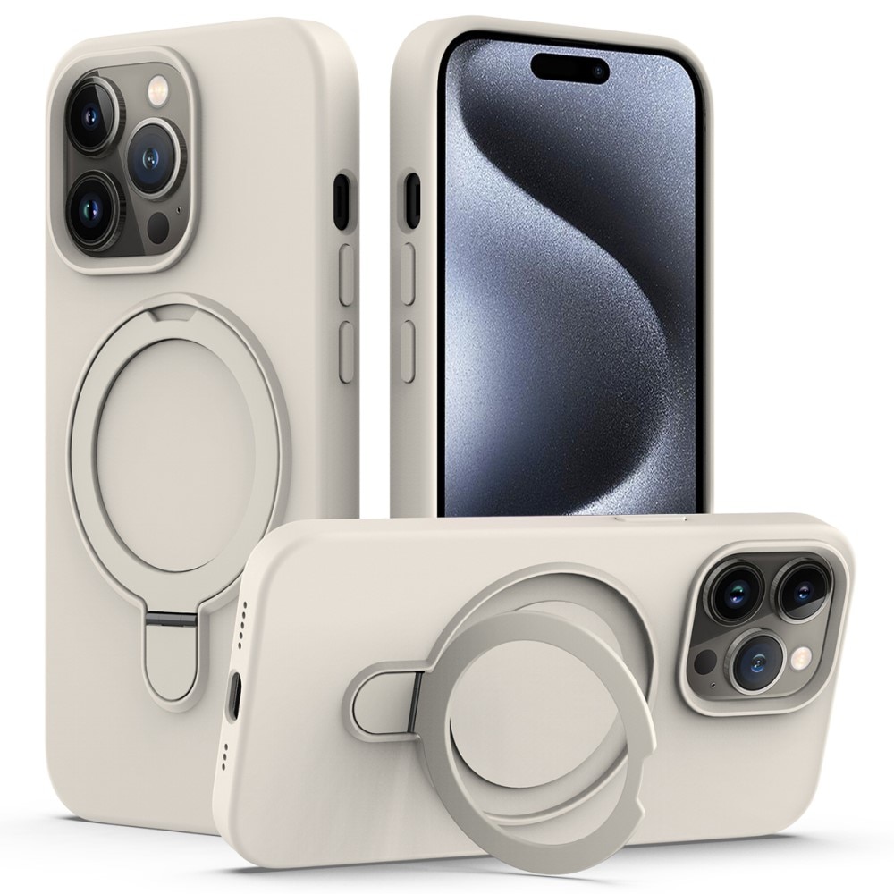 Silikonhülle Kickstand MagSafe iPhone 15 Pro beige
