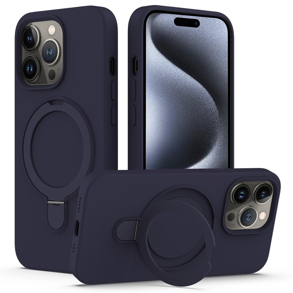 Silikonhülle Kickstand MagSafe iPhone 15 Pro dunkelblau