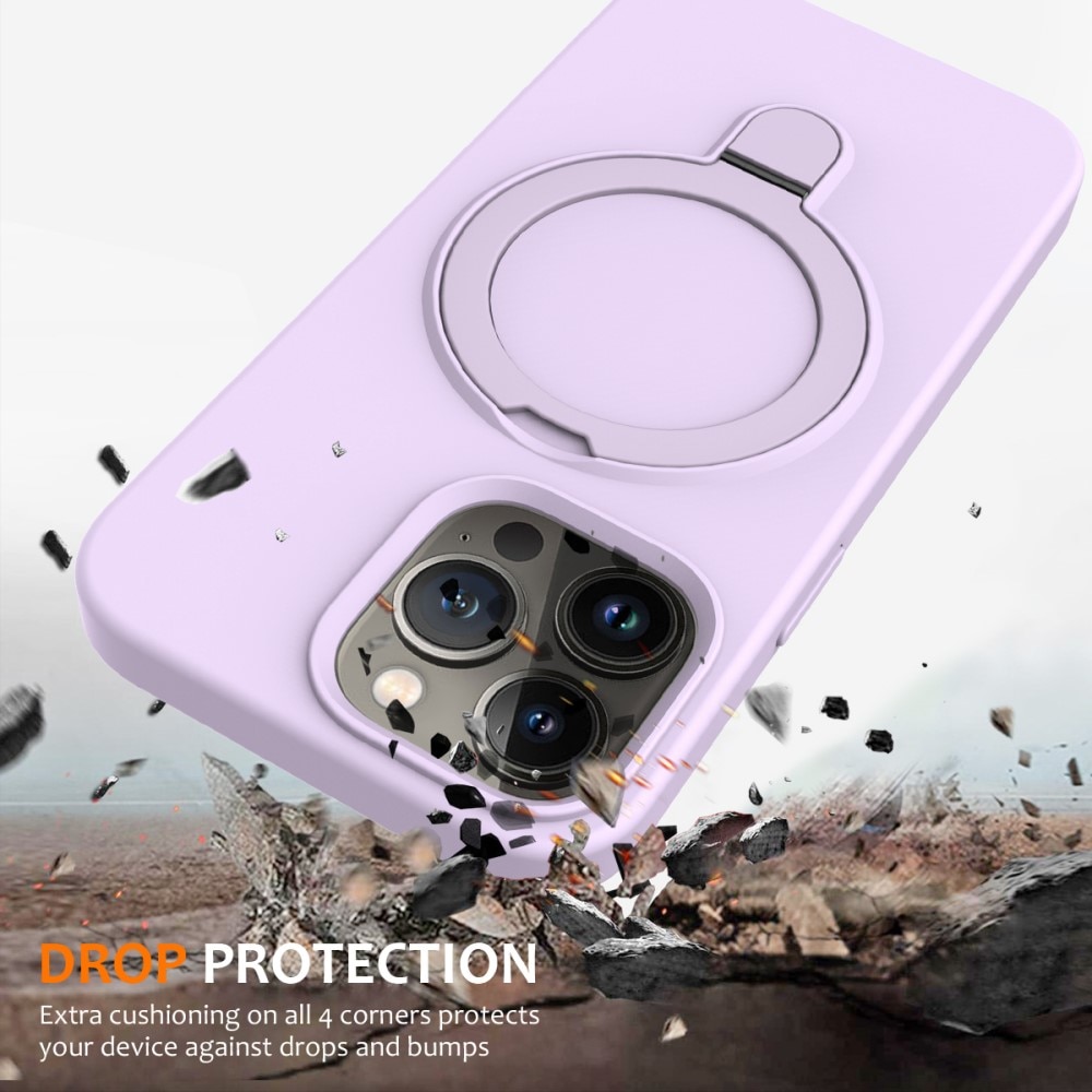 Silikonhülle Kickstand MagSafe iPhone 15 Pro lila