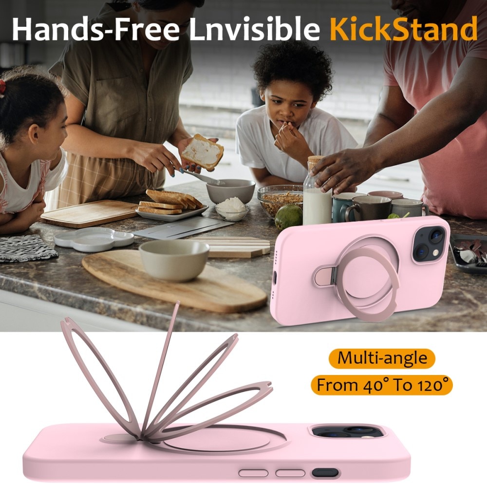 Silikonhülle Kickstand MagSafe iPhone 14 rosa