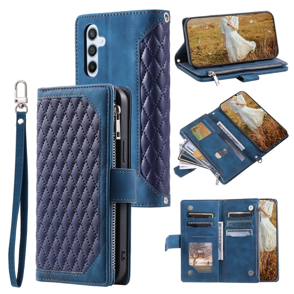 Samsung Galaxy A55 Brieftasche Hülle Quilted blau