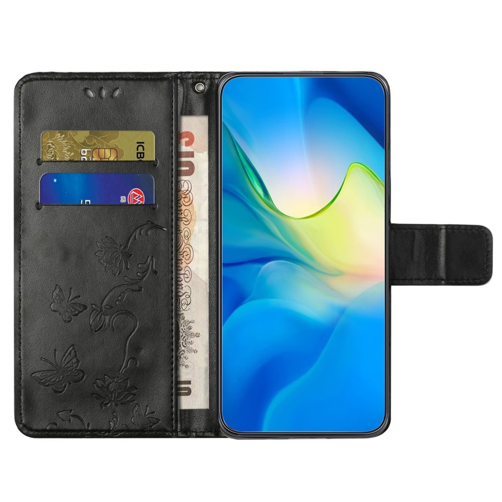Samsung Galaxy A55 Handyhülle mit Schmetterlingsmuster, schwarz