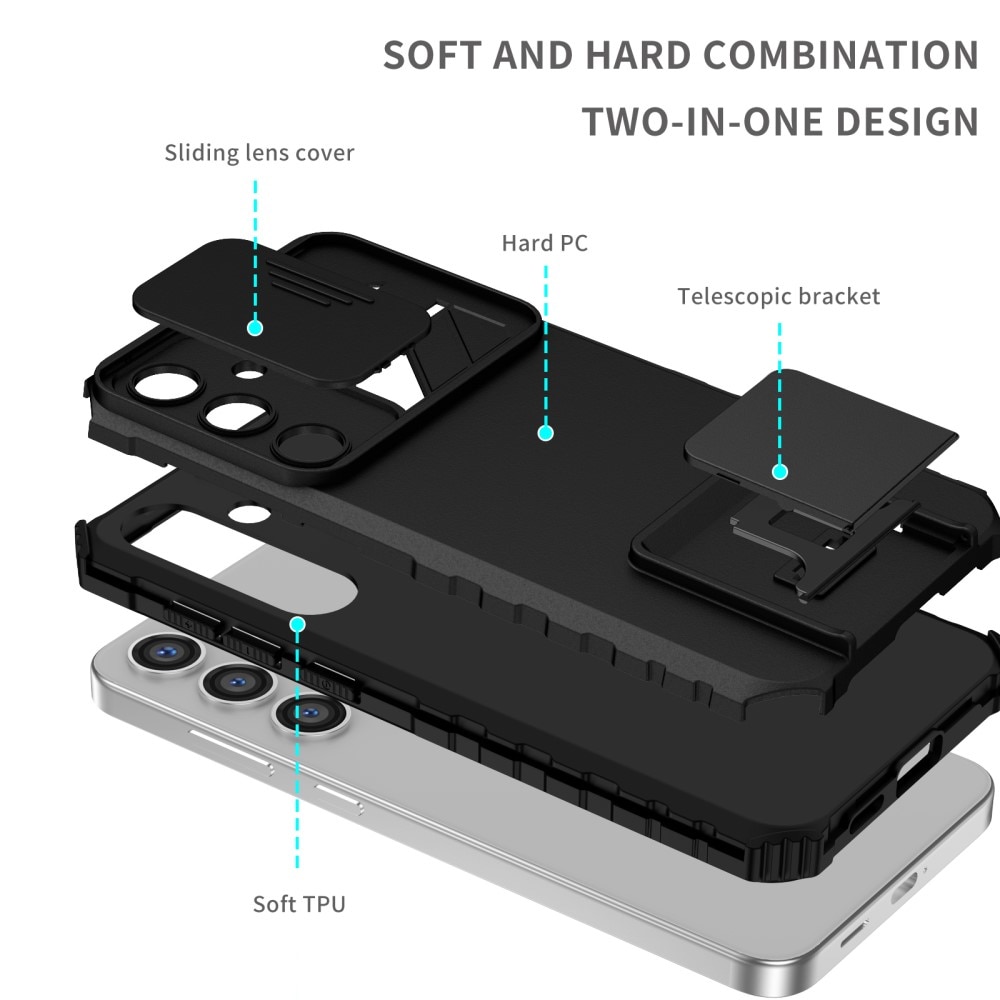 Samsung Galaxy S24 Kickstand Handyhülle mit Kameraabdeckung schwarz